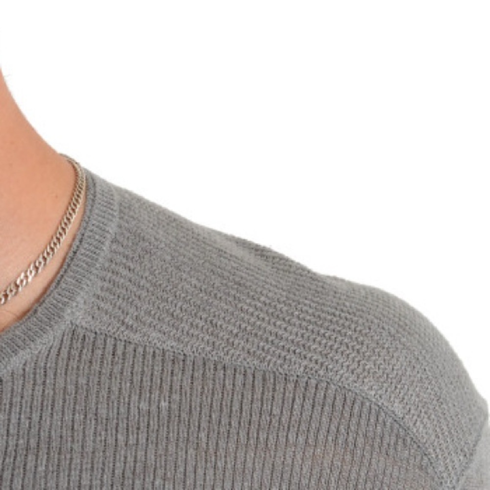 John Varvatos Collection 100% Linen Henley Sweater Gray Medium Lightweight Knit - Picture 3 of 16